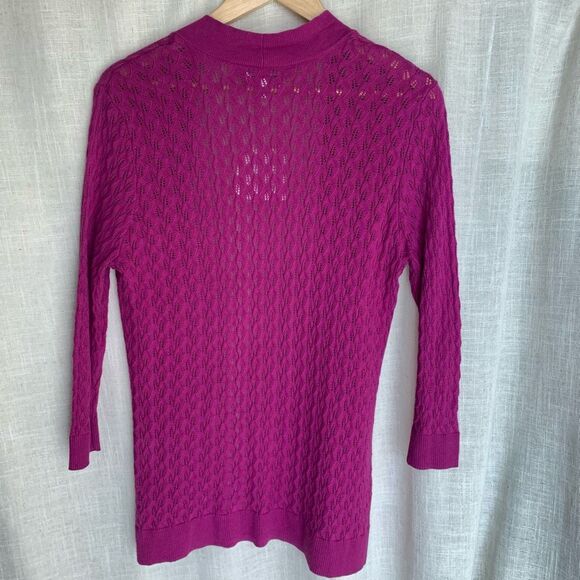 Croft & Barrow Womens Open Knit Cardigan Size M Vacation Beachy Tropical Layers - Picture 5 of 14